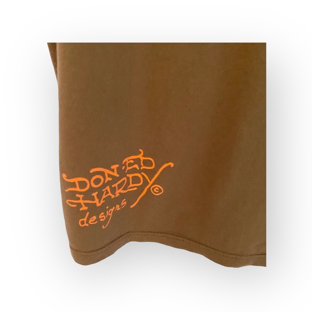 new Ed Hardy 𖦹 Punks Not Dead Barefoot Beach T Shirt Dress 𖦹 Cocoa Brown 𖦹 L - Picture 9 of 16